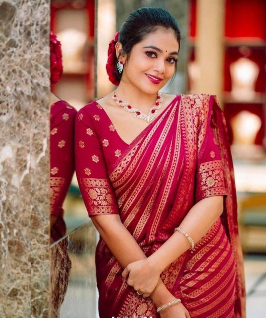 Printed Kanjivaram Jacquard, Art Silk Saree  (Pink)