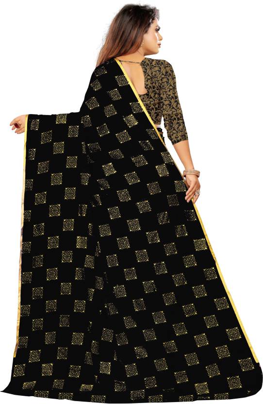Printed Bollywood Chiffon Saree  (Black)