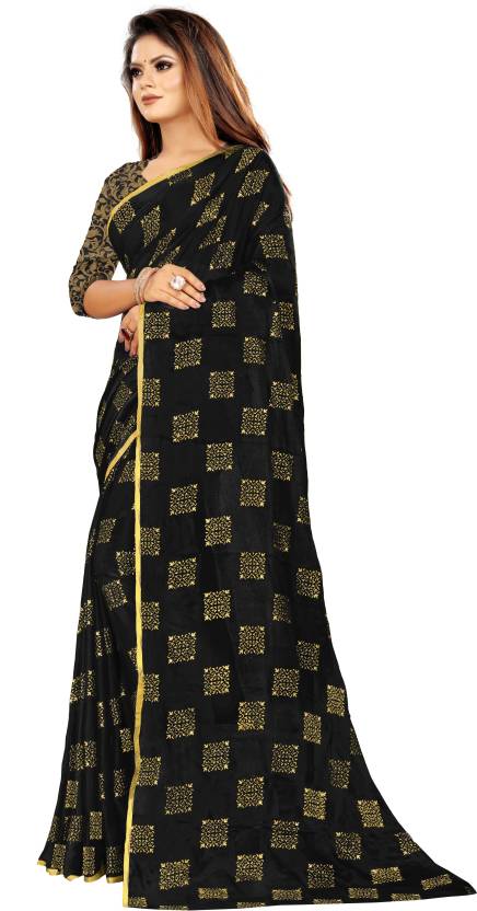 Printed Bollywood Chiffon Saree  (Black)