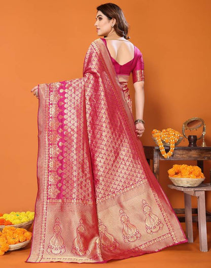 Self Design Kanjivaram Silk Blend Saree  (Pink)