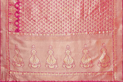Self Design Kanjivaram Silk Blend Saree  (Pink)