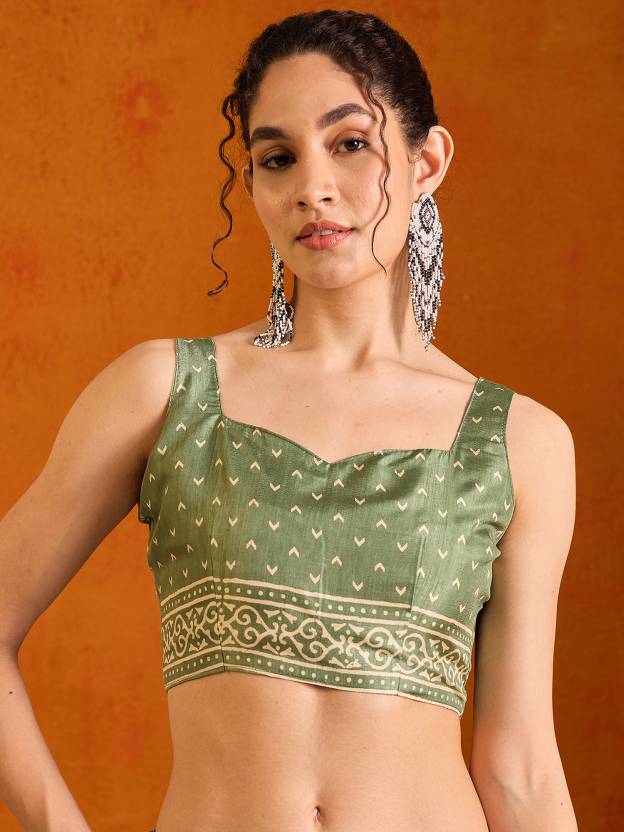 Printed Bollywood Cotton Blend Saree  (Light Green)