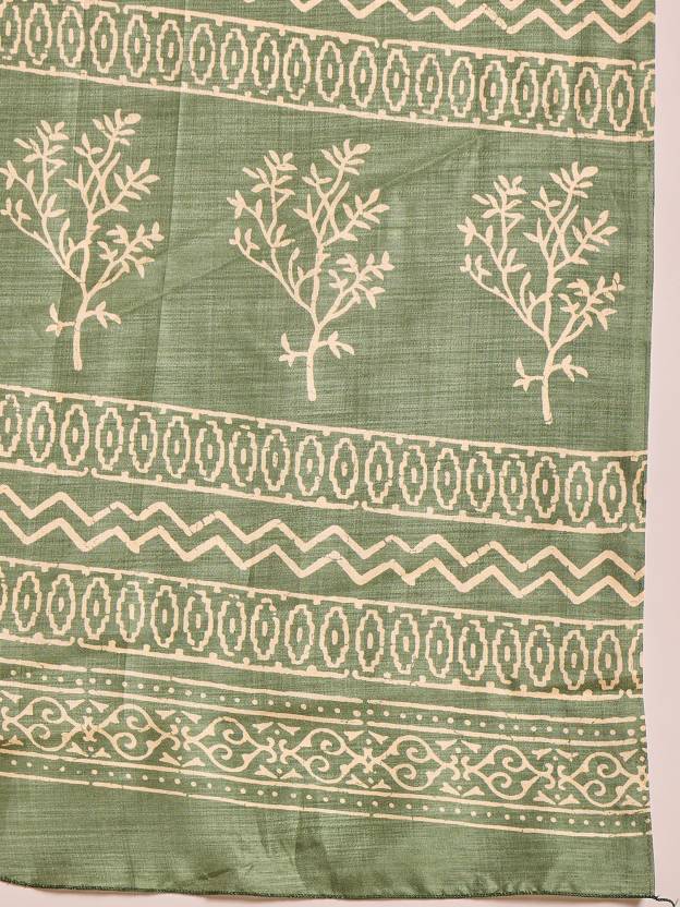 Printed Bollywood Cotton Blend Saree  (Light Green)