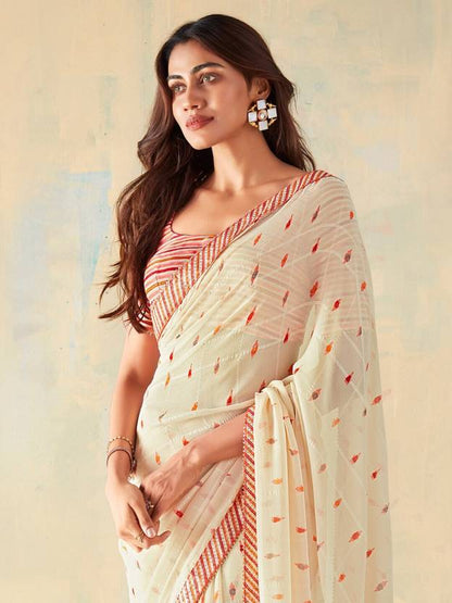 Dyed Bollywood Georgette Saree  (Beige)