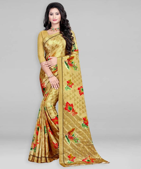 Printed Daily Wear Crepe Saree  (Beige)