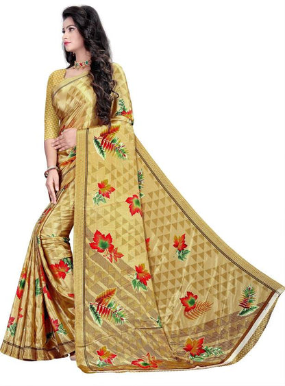 Printed Daily Wear Crepe Saree  (Beige)